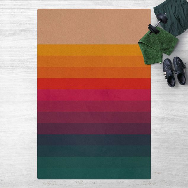 modern area rugs Retro Rainbow Stripes