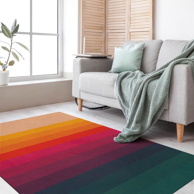 rainbow area rug Retro Rainbow Stripes