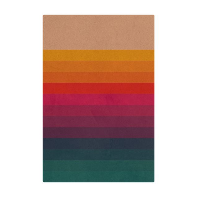 Cork mat - Retro Rainbow Stripes  - Portrait format 2:3