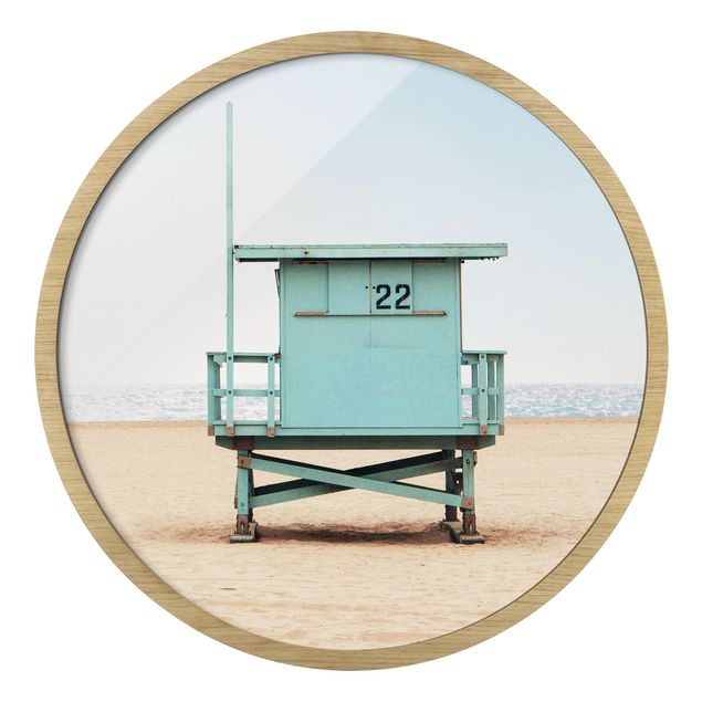 Circular framed print - Lifeguard Tower 22