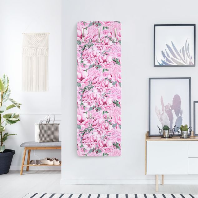 Coat rack modern - Pink Flower Dream Pastel Roses In Watercolour