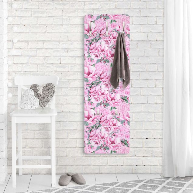 Coat rack modern - Pink Flower Dream Pastel Roses In Watercolour
