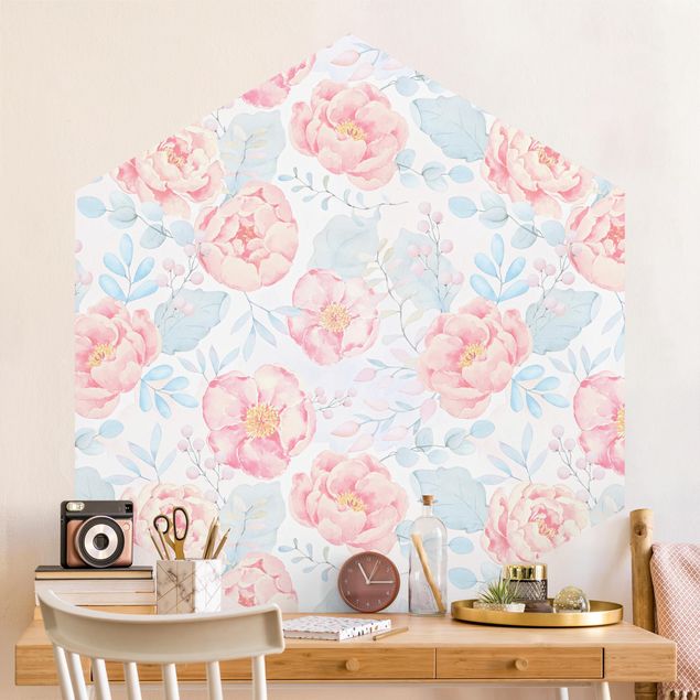 Wallpapers Pink Flowers With Light Blue Leaves