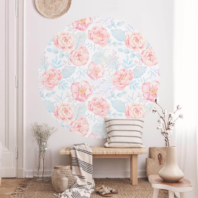 Wallpapers Pink Flowers With Light Blue Leaves