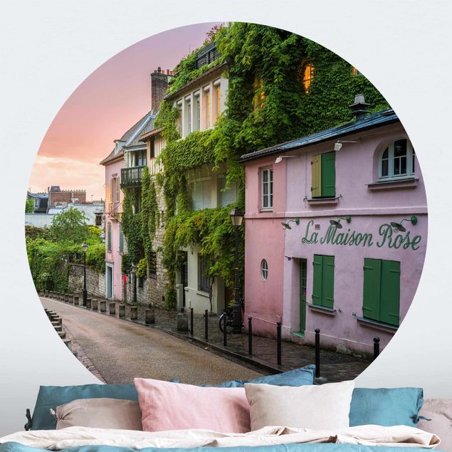 Self-adhesive round wallpaper - Rose Coloured Twilight In Paris