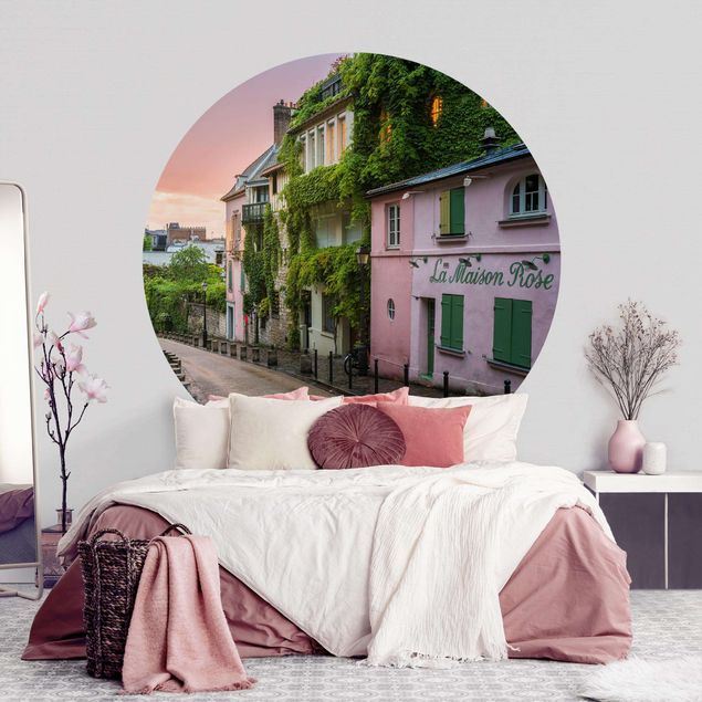 Self-adhesive round wallpaper - Rose Coloured Twilight In Paris