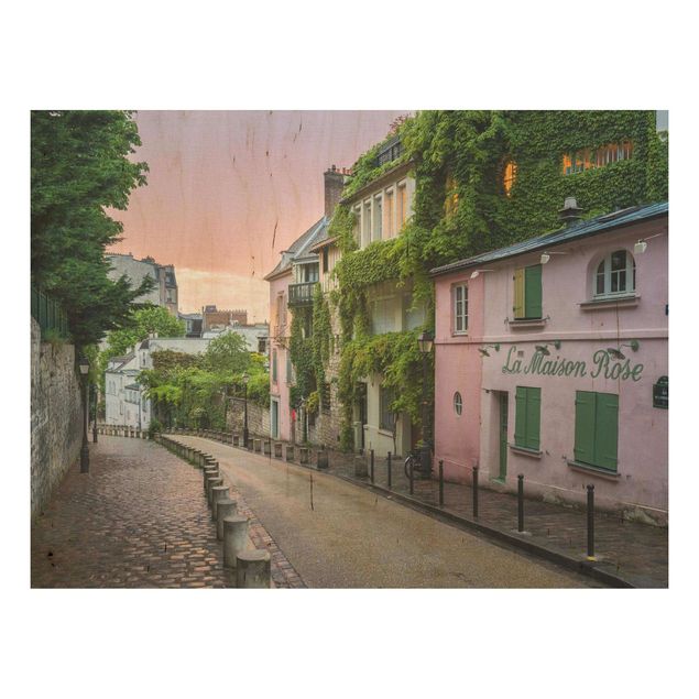 Wood print - Rose Coloured Twilight In Paris