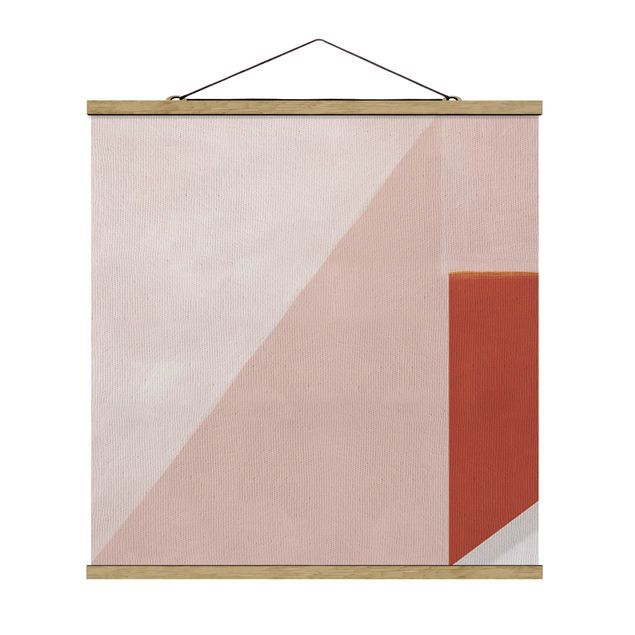 Fabric print with poster hangers - Pink Geometry - Square 1:1