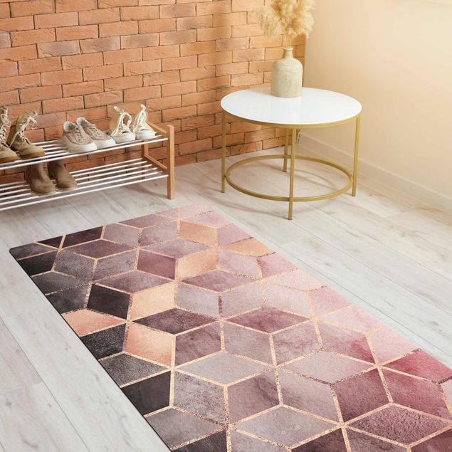 modern area rugs Pink Gray Golden Geometry