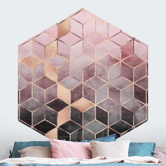 Wallpapers Pink Gray Golden Geometry
