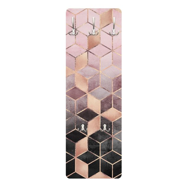 Coat rack modern - Pink Gray Golden Geometry