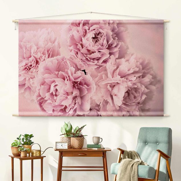 modern tapestry wall hanging Pink Peonies