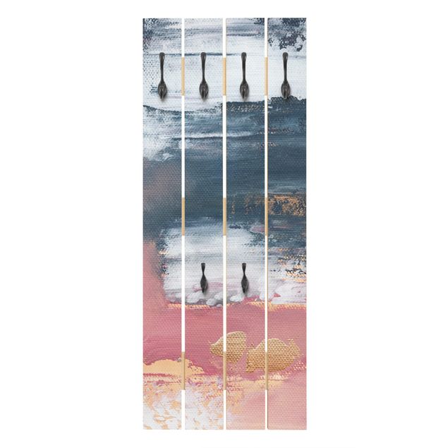 Wooden coat rack - Pink Storm With Gold