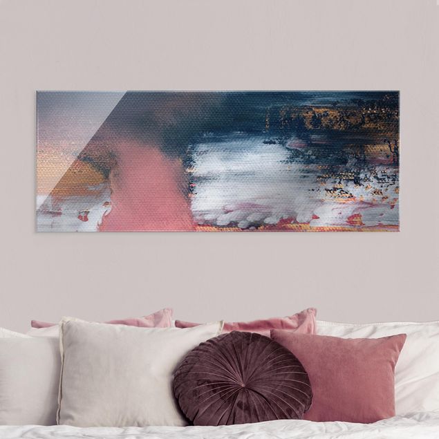 Glass print - Pink Storm With Gold