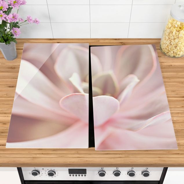 Stove top covers - Light Pink Succulent Flower