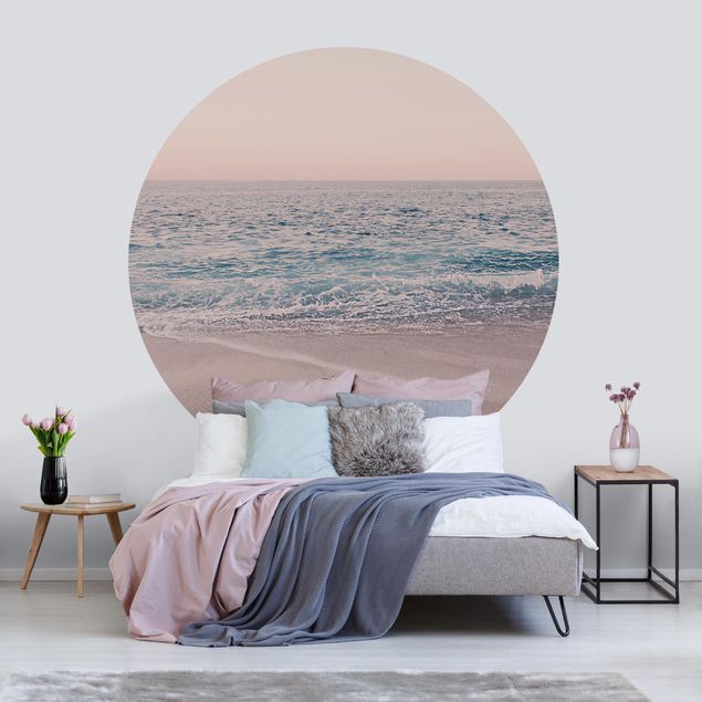 Self-adhesive round wallpaper - Reddish Golden Beach In The Morning