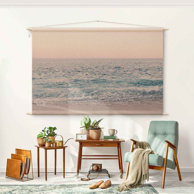 nature wall tapestry Reddish Golden Beach In The Morning