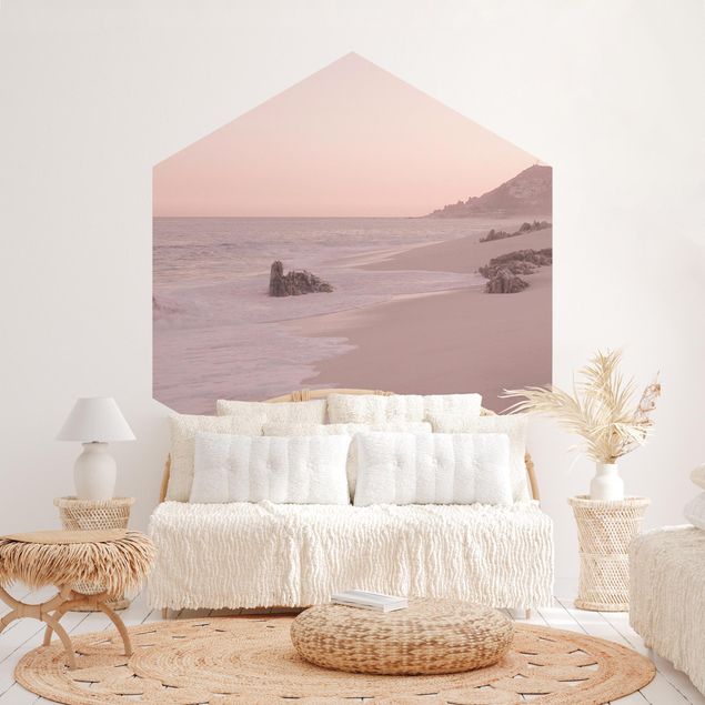 Self-adhesive hexagonal pattern wallpaper - Reddish Golden Beach