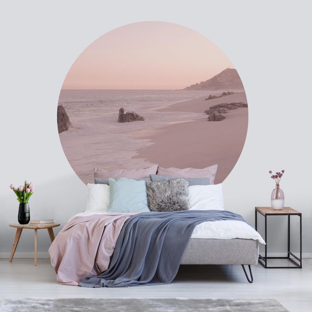 Self-adhesive round wallpaper - Reddish Golden Beach