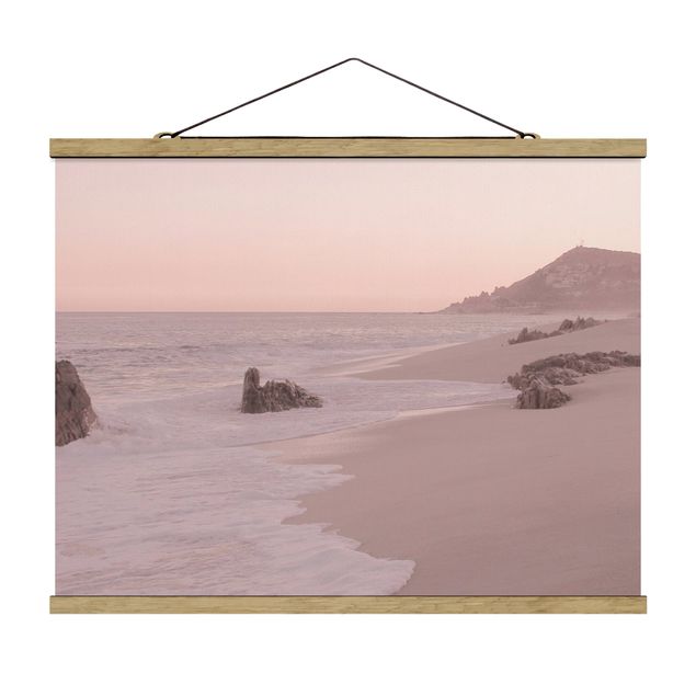 Fabric print with poster hangers - Reddish Golden Beach - Landscape format 4:3