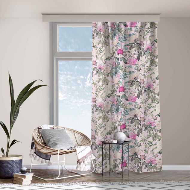 Modern Curtains Roses On Rose Colour