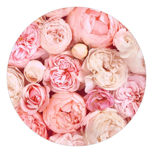 Self-adhesive round wallpaper - Roses Rosé Coral Shabby
