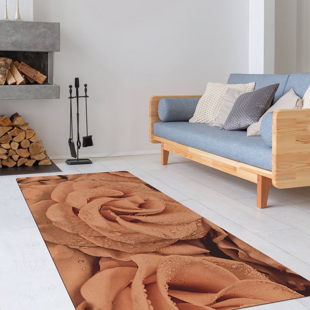 Modern rugs Roses Sepia With Water Drops