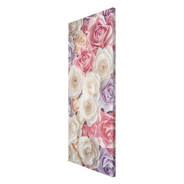 Magnetic memo board - Pastel Paper Art Roses