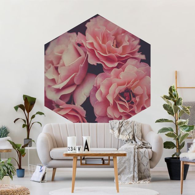 Self-adhesive hexagonal pattern wallpaper - Paradisical Roses