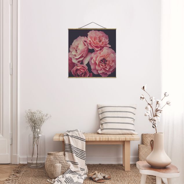 Fabric print with poster hangers - Paradisical Roses - Square 1:1