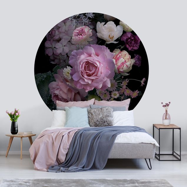 Self-adhesive round wallpaper - Bouquet Of Gorgeous Roses