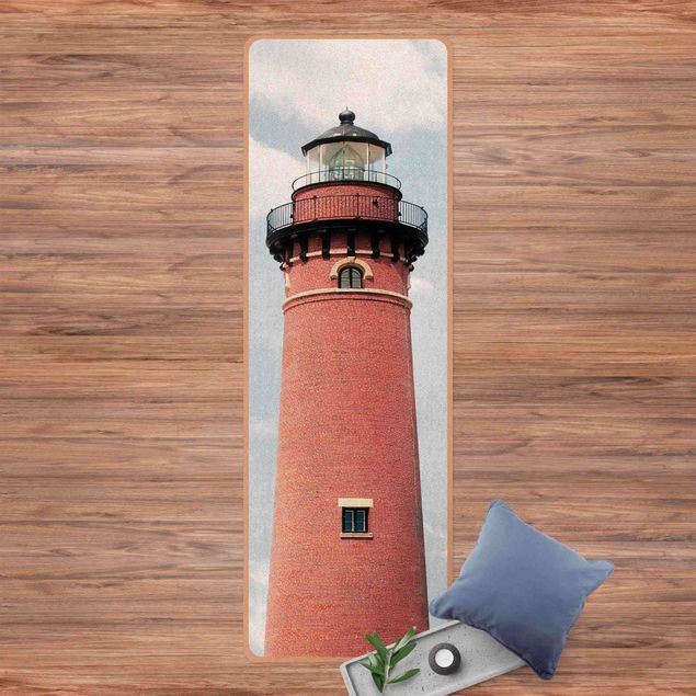 modern area rugs Red Lighthouse On Sky Blue Backdrop