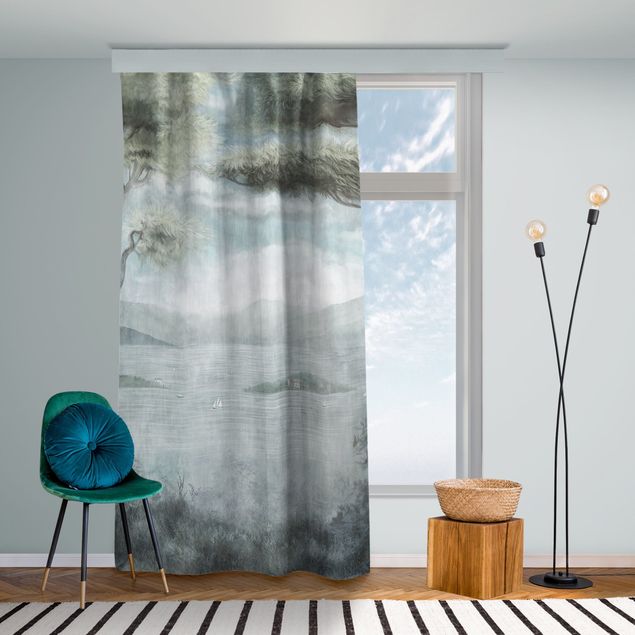 balcony door curtains Tranquillity at the Mountain Lake