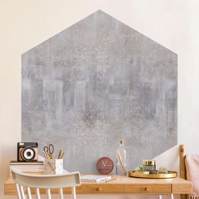 Self-adhesive hexagonal wallpaper - Rustic Concrete Pattern Grey