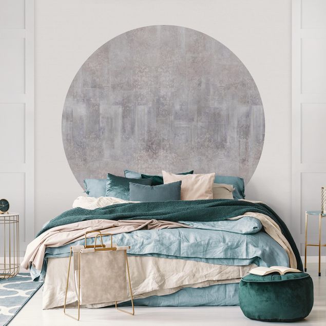 Self-adhesive round wallpaper - Rustic Concrete Pattern Grey