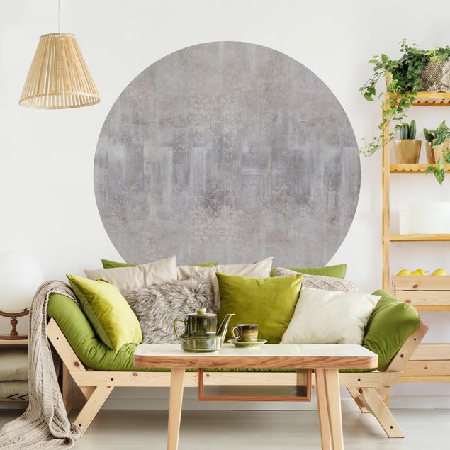Self-adhesive round wallpaper - Rustic Concrete Pattern Grey