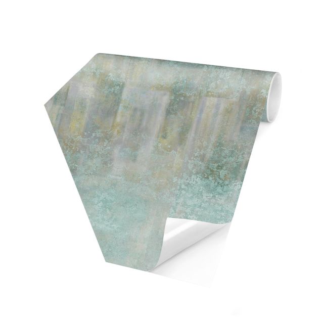 Self-adhesive hexagonal wallpaper - Rustic Concrete Pattern Mint