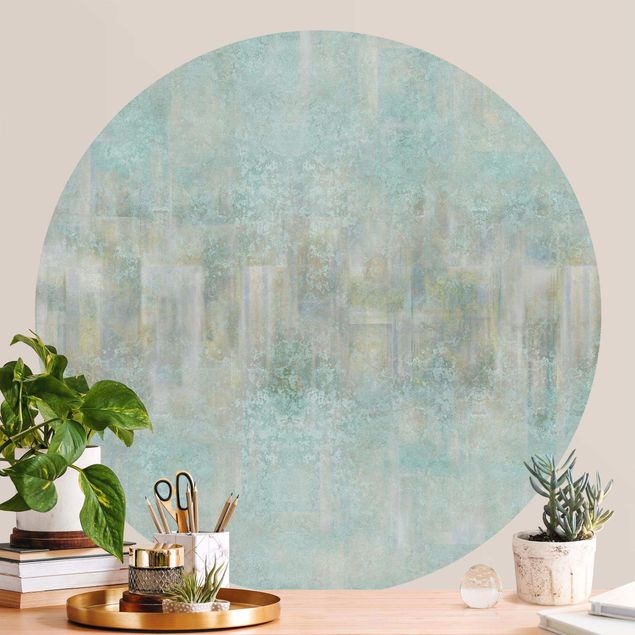 Self-adhesive round wallpaper - Rustic Concrete Pattern Mint