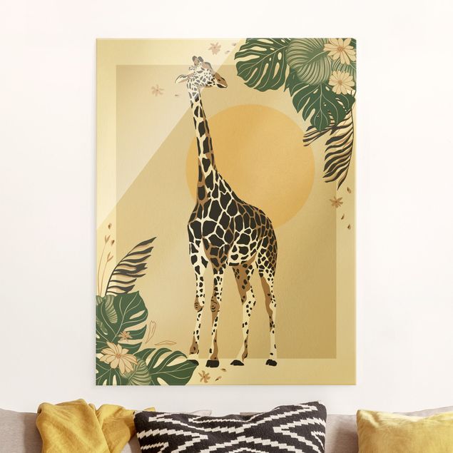 Glass print - Safari Animals - Giraffe - Portrait format