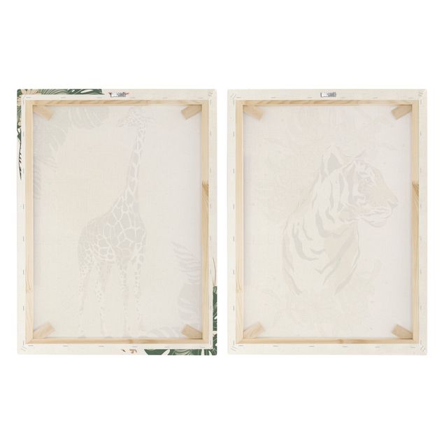 Print on canvas - Safari Animals - Giraffe And Tiger