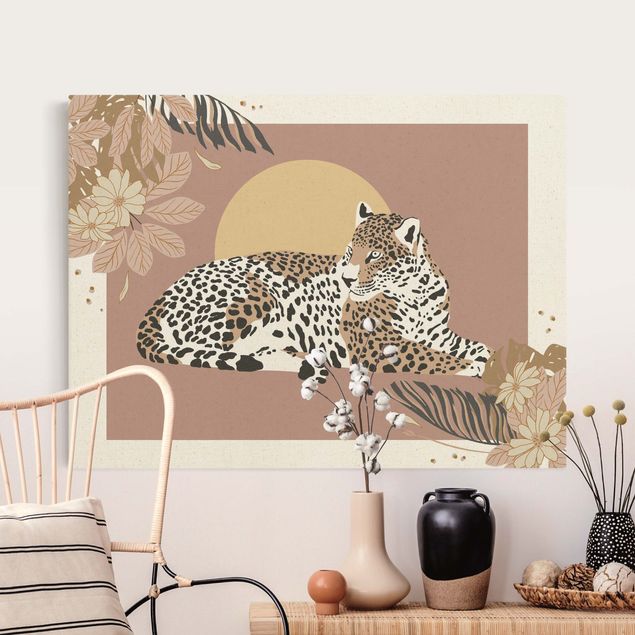 Canvas print gold - Safari Animals - Leopard At Sunset