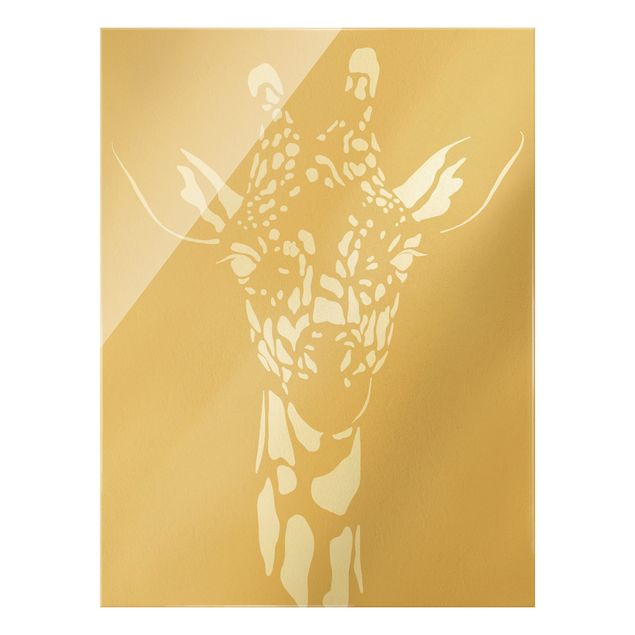 Glass print - Safari Animals - Portrait Giraffe Beige - Portrait format