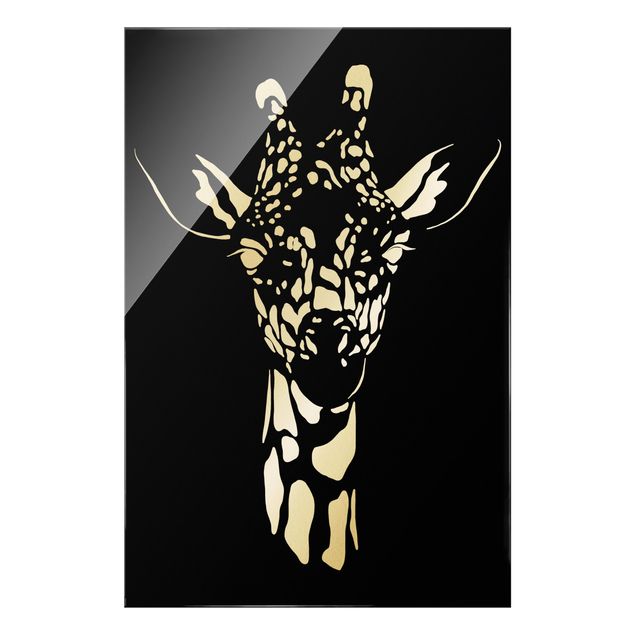 Glass print - Safari Animals - Portrait Giraffe Black - Portrait format