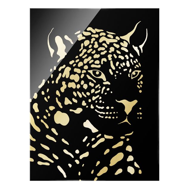 Glass print - Safari Animals - Portrait Leopard Black - Portrait format
