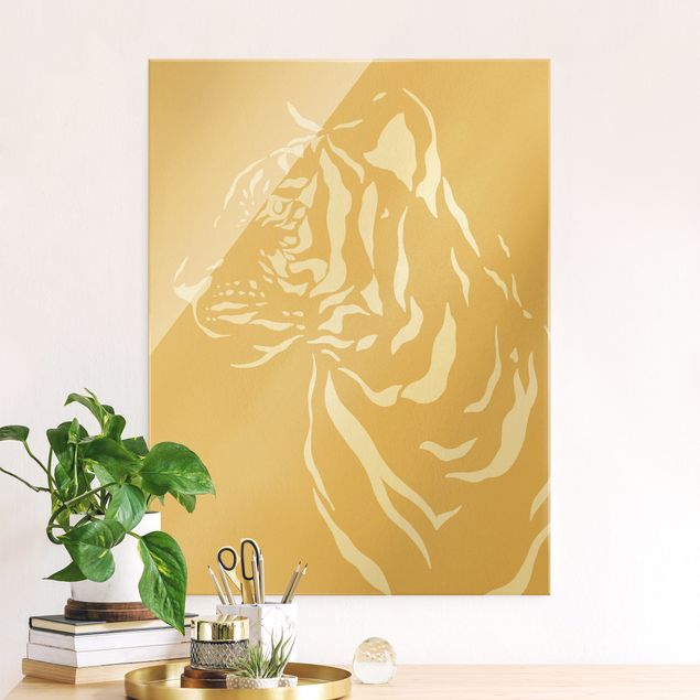 Glass print - Safari Animals - Portrait Tiger Beige - Portrait format