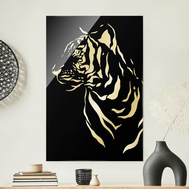 Glass print - Safari Animals - Portrait Tiger Black - Portrait format