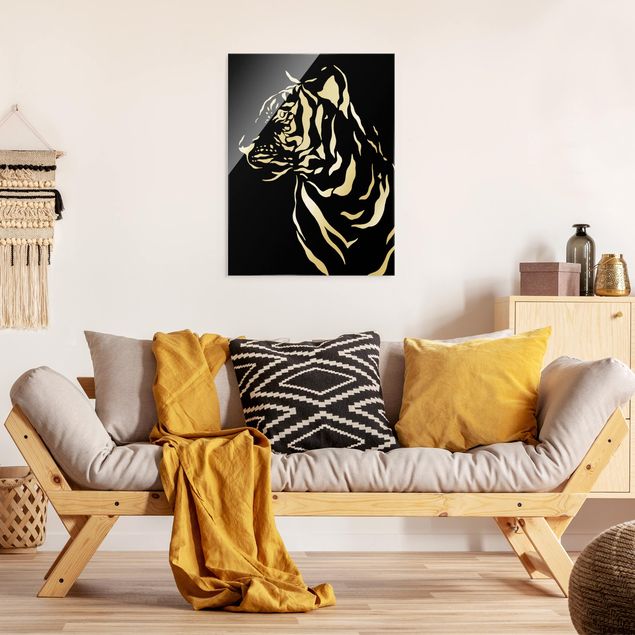 Glass print - Safari Animals - Portrait Tiger Black - Portrait format