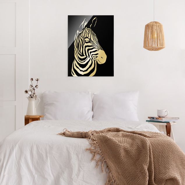 Glass print - Safari Animals - Portrait Zebra Black - Portrait format