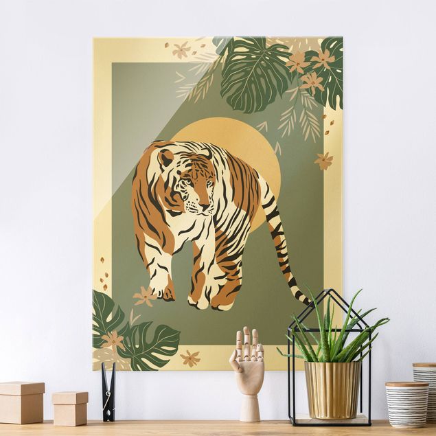 Glass print - Safari Animals - Tiger - Portrait format