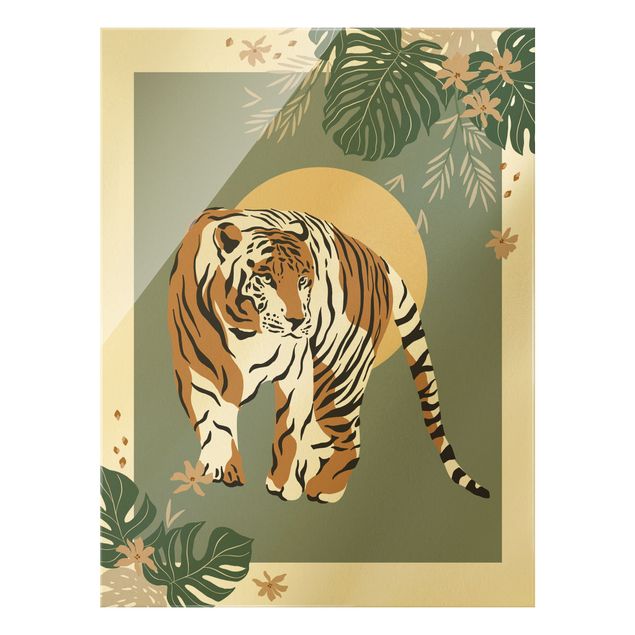 Glass print - Safari Animals - Tiger - Portrait format
